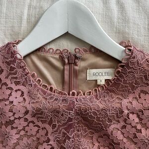 ROOLEE Lace Long Sleeve Dress in Pink